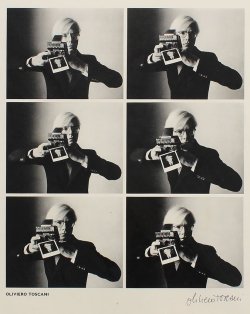 Andy Warhol with Polaroid camera - Ph. Oliviero Toscani, 1974