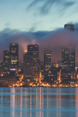 visualechoess:  Foggy City - by: Janet Ann Rider 