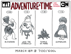 kingofooo: ADVENTURE TIME returns Sunday, March 18th! FOUR NEW