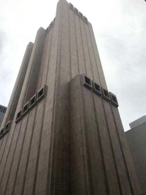 evilbuildingsblog:  This 550 foot building with no windows in