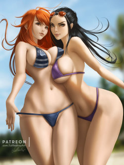 lolliedrop: Nami and Nico Robin  *.* HI RES, NSFW versions,