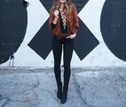 thechic-fashionista:  Top » Jacket » Boots »  