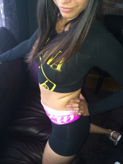 pinkandblackcat311:  PinkCat teasing me with her cute yoga shorts!