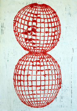 wardschumaker: Red Conjoined Globe by Ward Schumaker, 25.5"