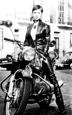 retroreverbs:  A young starlet models a way-out motor cycling