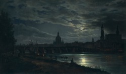 thevictorianduchess:  View of Dresden by Moonlight (detail)Johan