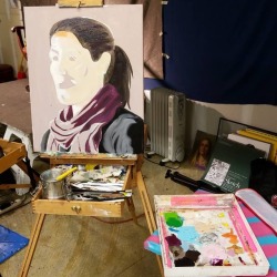 Working on a painting during portrait night.    #art #painting