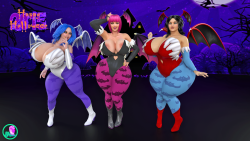 supertitoblog:  supertitoblog:  Happy Halloween from Lola Zana n Bessie o3o They Look great in the Morrigan outfit.  enjoy  