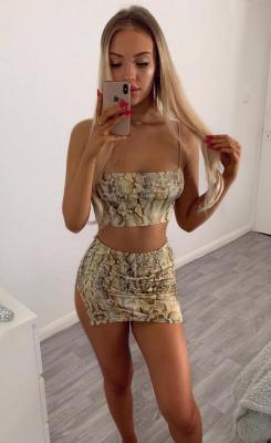 Tight snakeskin skirt with matching top