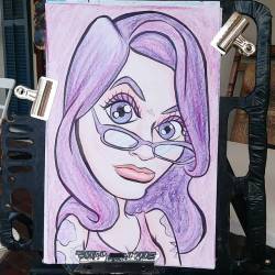 On the porch of Blue Blinds in Plymouth doing caricatures. (They’re