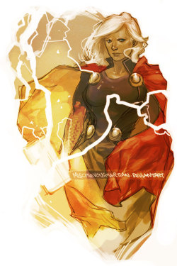 idonotlikethethunder-guy:  Lady Thor by *MischievousMartian 