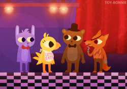 toy-bonnie:Decided to draw the FNaF crew in the NitW style -