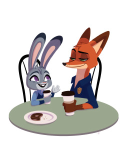 itty-bitties-posts:  Judy and Nick on a coffee break! 