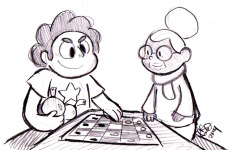 celebi9:  Steven and Nana playing checkers with water balloons!