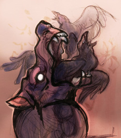 skulldog:  Little sketchbook doodle, with some digital overlay.