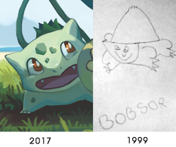 copperbadge: earthbison: My most recent Bulbasaur vs my first
