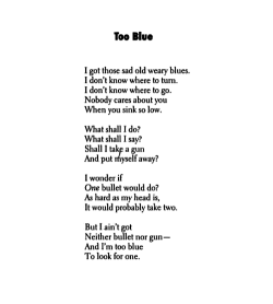 nevver:  Too Blue,  Langston Hughes 