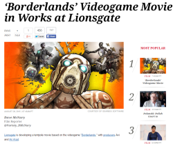 pocketvaulthunter:  ‘Borderlands’ Videogame Movie in Works
