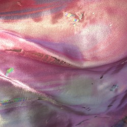 lilyevangelinedesign:  printed silk satin with hand applied hologram