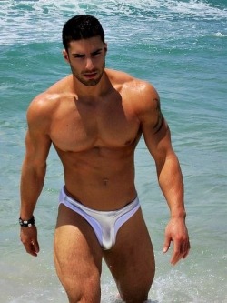 ickp:  dalhyp:  The handsome muscular guy and his sexy swimsuit