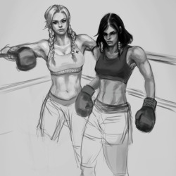 artmrirn:Phamercy sparring partners. This overwatch gym AU is