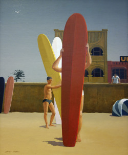 joeinct: Surfers Bondi, Painting by Jeffrey Smart, 1963