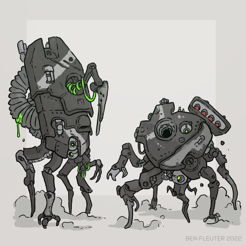 bfleuterart:  Some spookier robots.