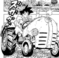 Goku driving a tractor like he didn’t do this shit with his