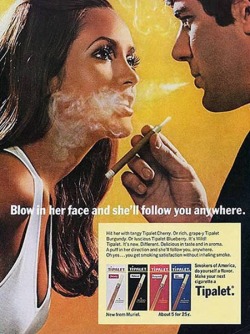 historyinposters:  Cigarettes sexist adverting poster from 1960s.
