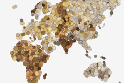 This world map in coins is made by Bedow; each continent is represented