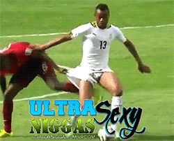 ultrasexyniggas:  Jordan Ayew — Striker for Olympique de Marseille Football Club (France) and also part of the Ghana National Football (Soccer) Team … Check him out in this snippet from the #WorldCup in a match against Portugal… The brotha is packing