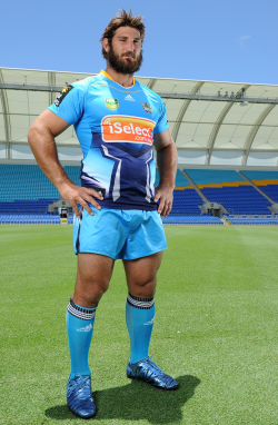 roscoe66:  David Taylor poses in the new Gold Coast Titans jersey