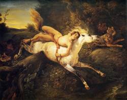 colourthysoul:  Horace Vernet - Mazeppa and the Wolves (1826)