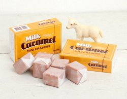 cutesign:  Cute packaging for a box of Milk Caramel Mini Erasers that