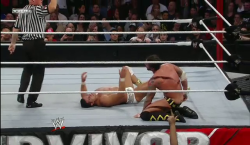 rwfan11:  CM Punk- trunks pulled by Del Rio at Survivor Series