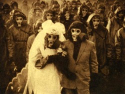 Wedding pic, in Izu Island, the habitants use gas masks because