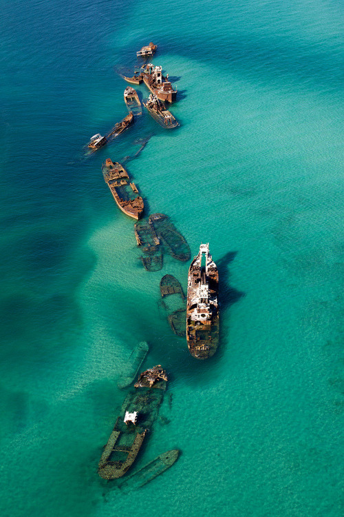 Here there be dragons (rusted hulks of shipwrecks at the edge of the Bermuda Triangle)