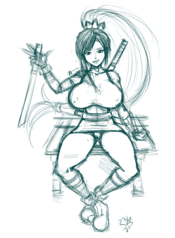 Taki/Tifa fusion sketch.  Dunno when I’ll get around to