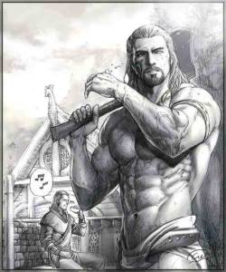 Argis & his master (Skyrim) by Aenaluck