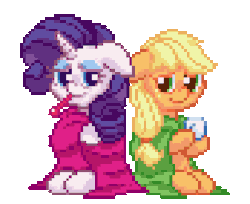 >Applejack and Rarity being sick together (Orig size) (4x