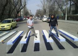 givemeinternet:  Cool crosswalk design in Kyrgyzstan.