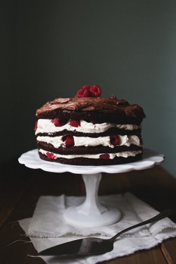 all-things-bright-and-beyootiful:  Chocolate cake with vanilla