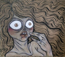 Rather Shocking ~ Original Ink and Watercolor Painting (Dazed