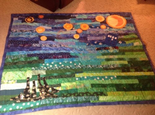blondebrainpower:Dr. Who quilt based on the Vincent Van Gogh