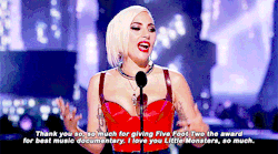 mother-gaga:  Lady Gaga accepts the award for Best Music Documentary