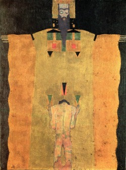 Egon Schiele, Young Man kneeling before God the Father, 1908