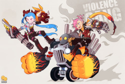 2goldtem:  Piltover customs Blitzcrank and Violence Gang VI Violence