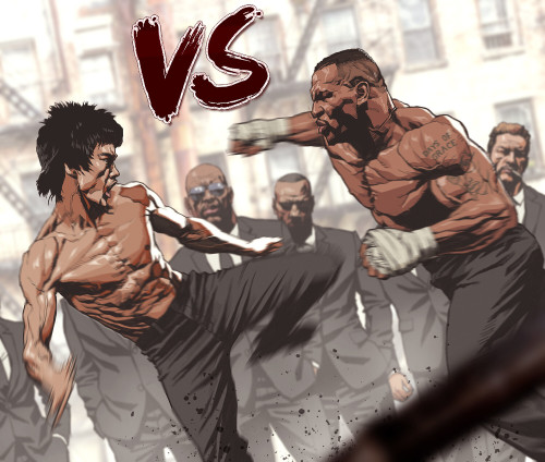 cultofthewyrm: Bruce Lee VS Mike Tyson by  Seung Eun Kim  