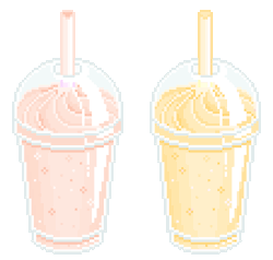 sugar-babee:  pretty-transparents:  strawberry & peach smoothies ( ∪ 3∪) ♡