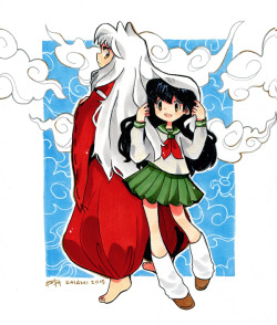 kaiami:  Inuyasha and Kagome! Framed piece will be at the Q-Pop/Q2